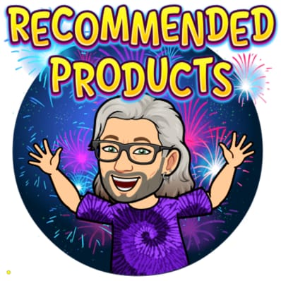 A colorful cartoon with fireworks features an enthusiastic character promoting "Recommended Products" with a joyful expression.