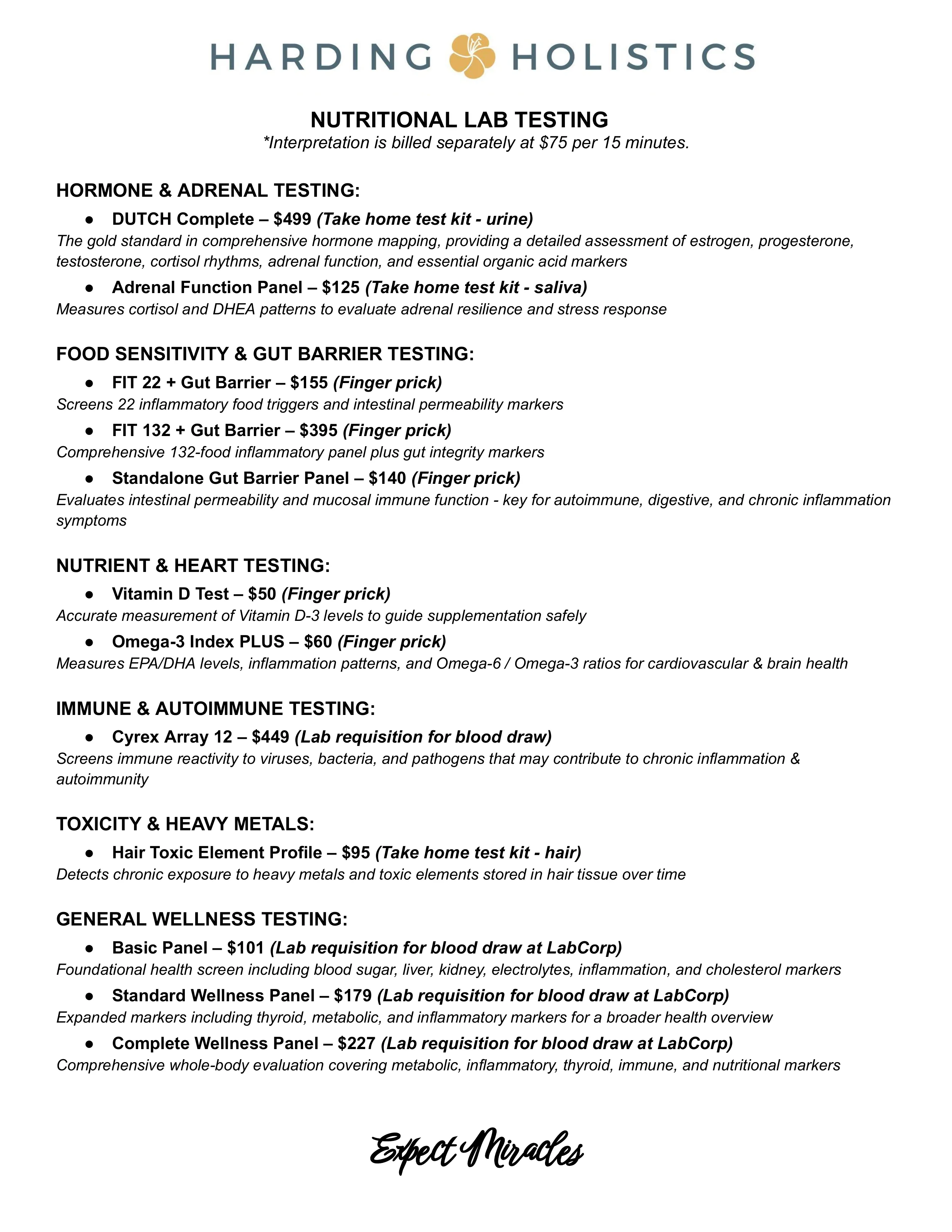 Price list
