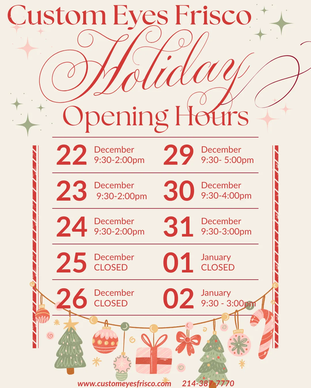Holiday Hours